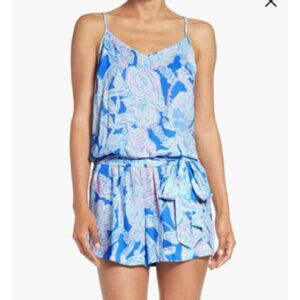 LILLY PULITZER Deanna Blouson Watercolor Strappy Romper Shorts XXS